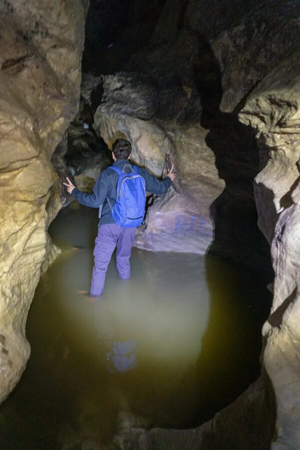 Wading through a flooded passage