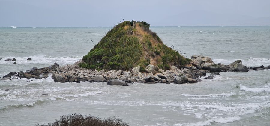 The stairway climbing Monkey Island's grassy summit