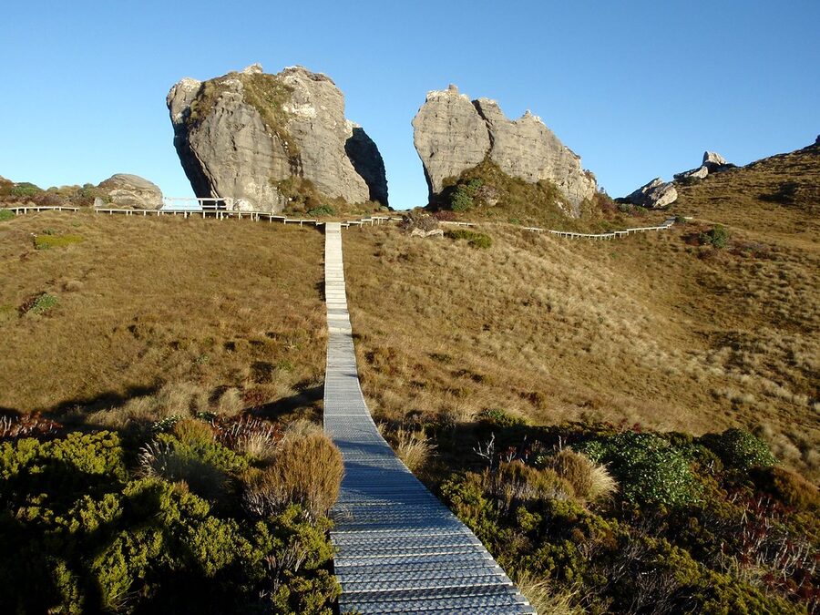 Boardwalk leading straight to a great split tor