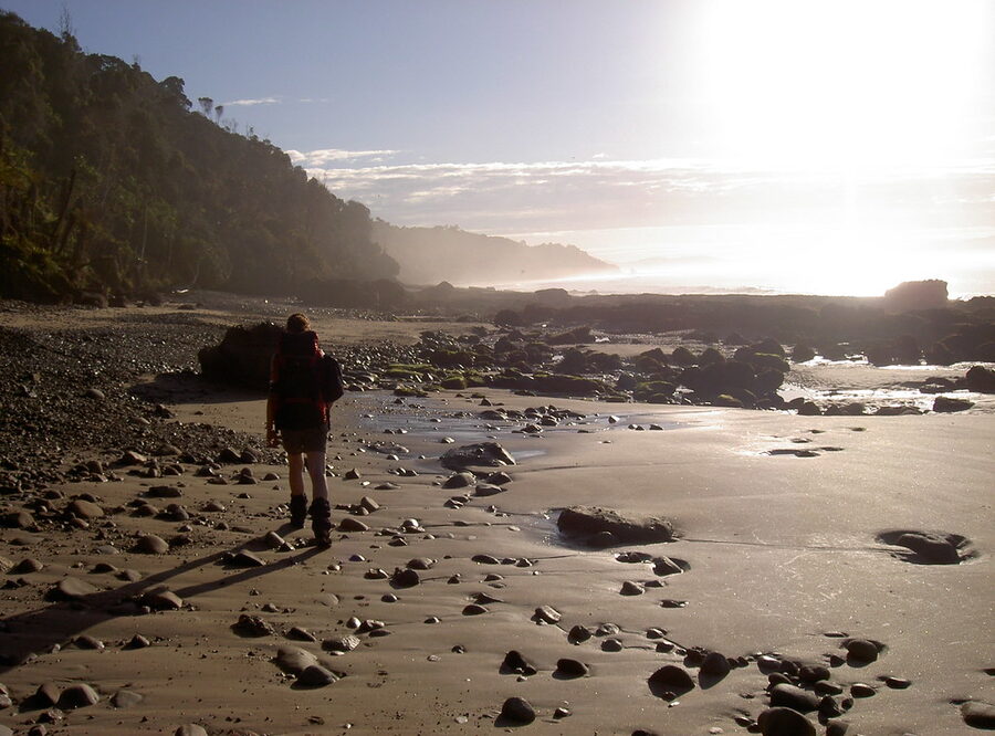 Heading back along the coast as the light fades