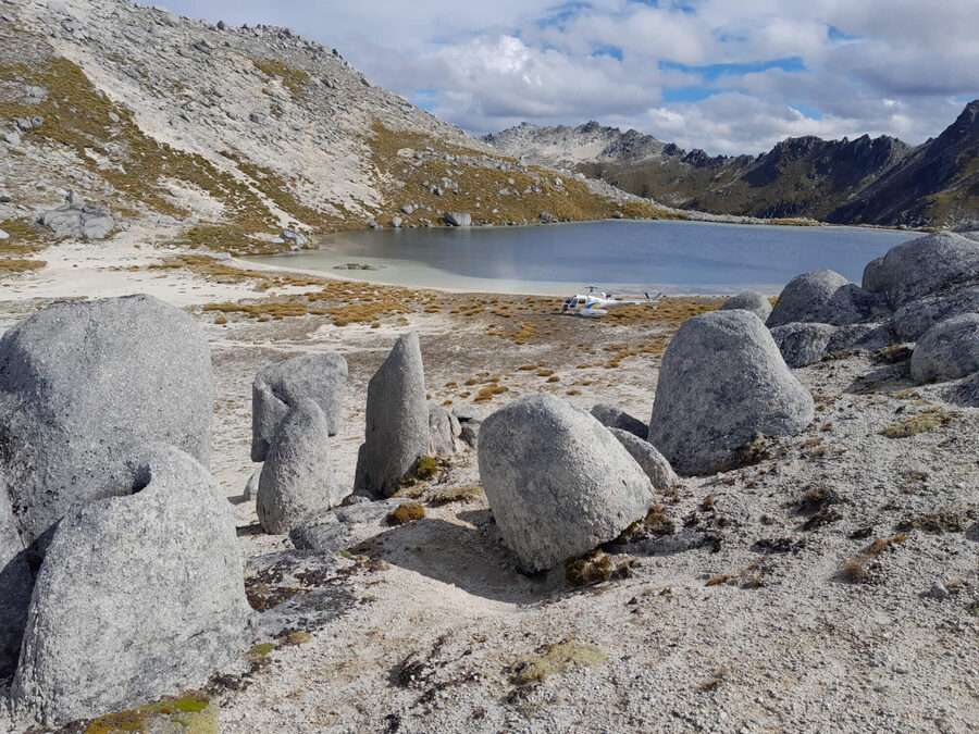 Landing beside an alpine tarn