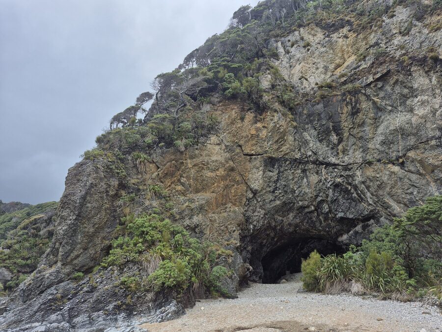 The cave entrance, seen from the beach