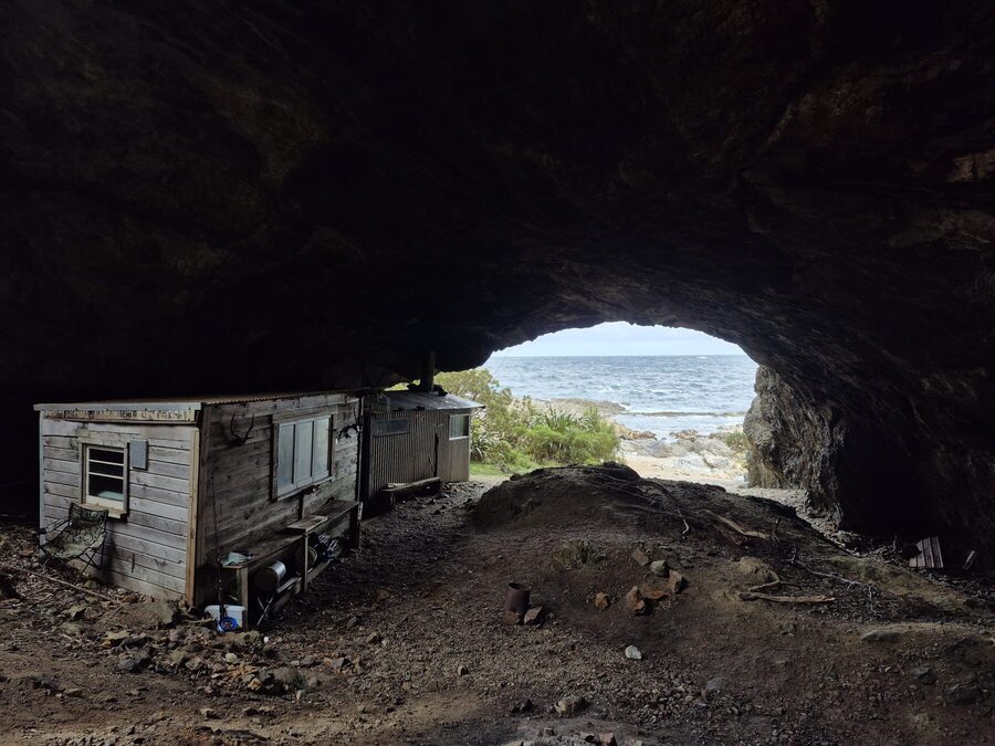 Looking out to the ocean from inside the cave