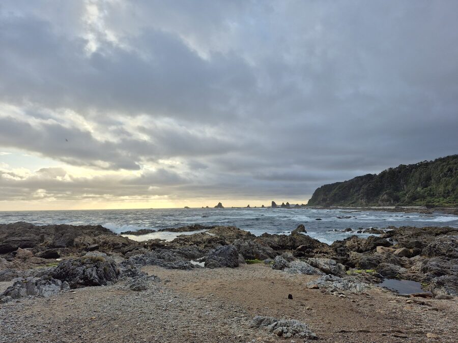 Evening light over the sea stacks